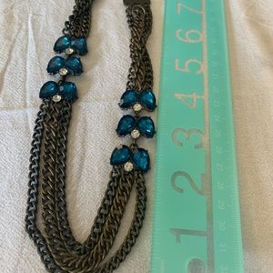 Blue chain statement necklace